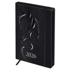 Ежедневник датированный 2026г., А5, 176л., твердый переплет, кожзам, BG "Horse. Shade", цветной срез, с резинкой, карман