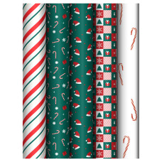 Упаковочная бумага глянц. 70*100см, MESHU "Christmas pattern", 80г/м2, ассорти 5 дизайнов