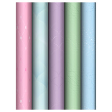 Упаковочная бумага глянц. 70*100см, MESHU "Pastel colors", 80г/м2, ассорти 5 дизайнов
