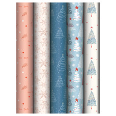 Упаковочная бумага глянц. 70*100см, MESHU "Christmas time", 80г/м2, ассорти 5 дизайнов