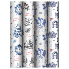 Упаковочная бумага глянц. 70*100см, MESHU "Christmas Eve", 80г/м2, ассорти 4 дизайна