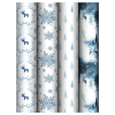 Упаковочная бумага глянц. 70*100см, MESHU "Christmas toys", 80г/м2, ассорти 4 дизайна