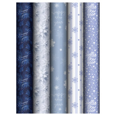 Упаковочная бумага глянц. 70*100см, MESHU "Snowfall", 80г/м2, ассорти 5 дизайнов