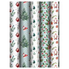 Упаковочная бумага глянц. 70*100см, MESHU "Winter magic", 80г/м2, ассорти 5 дизайнов