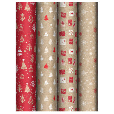 Упаковочная бумага глянц. 70*100см, MESHU "Craft NY pattern", 70г/м2, ассорти 4 дизайна