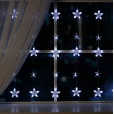 Гирлянда "Бахрома" 2.4 х 0.9 м с насадками "Звёздочки", IP20, прозрачная нить, 186 LED, свечение белое