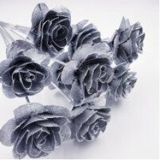Декор Деревянная роза (серебро) 5 см
