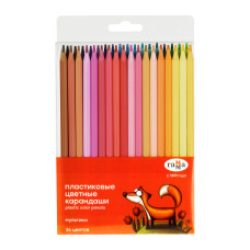 Карандаши цветные пластиковые Гамма "Мультики", 36цв., заточен., ПВХ