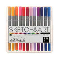 Набор художественных маркеров 24 цвета SKETCH&ART, в пластиковом пенале