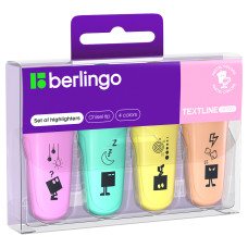 Набор текстовыделителей Berlingo "Textline HP100" мини, 04цв., 1-5мм, пастельные цвета