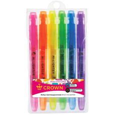 Набор текстовыделителей Crown "Multi Hi-Lighter Aroma" 06цв., 1-4мм, ароматиз.