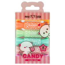 Набор текстовыделителей двусторонних MESHU "Candy", 06цв., пастельные цвета, 2/4мм