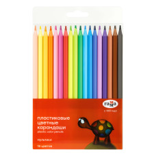 Карандаши цветные пластиковые Гамма "Мультики", 18цв., заточен., ПВХ