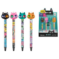 Ручка шариковая автоматическая MESHU "Hypno Cats" синяя, 0,7мм, корпус ассорти