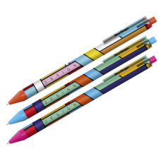 Ручка шариковая автоматическая Berlingo "Color Block" синяя, 0,7мм, грип, рисунок на корпусе, ассорти