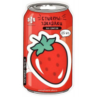 Закладки фигурные с клеевым краем 90х120 мм 25шт Клубника пластиковые 65192 Феникс