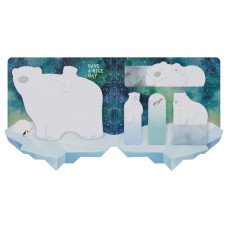 Флажки-закладки и самоклеящиеся блоки в наборе MESHU "Polar Bears", 20л*5 цветов