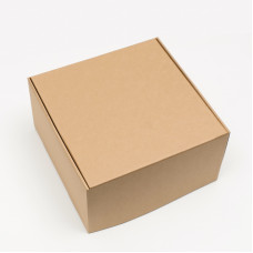 Коробка самосборная, крафт, бурая, для подарков, хранения и отправки посылок, 27×27×15 см