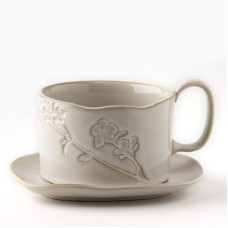 Чайная пара «Керамик»: кружка 220 мл, блюдце 13×13.6 см, ручная работа