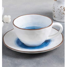 Чайная пара «Нептун», чашка 250 мл, блюдце d=16 см, цвет синий