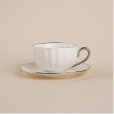 Чайная пара фарфоровая SL Home «Гарда», 2 предмета: чашка 200 мл, блюдце d=15 см, белая