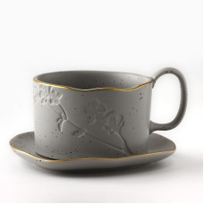 Чайная пара «Сканди»: кружка 220 мл, блюдце 13×13.6 см, ручная работа