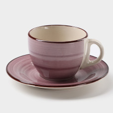 Чайная пара «Морской мир», чашка 200 мл, блюдце d=14,5 см, цвет бордовый