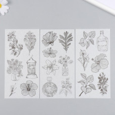 Наклейки для творчества бумага "Цветы набросок" 10х20 см