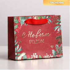 Пакет подарочный новогодний крафтовый «Новогоднее настроение», S 15×12×5.5 см