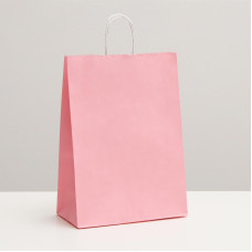 Пакет крафтовый "Радуга", нежно-розовый, крученая ручка, 23 х 12 х 32 см 