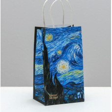 Пакет подарочный крафтовый «Ван Гог», 12 × 21 × 9 см