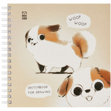 Скетчбук 60л., 150*150 MESHU "Cute dog", на гребне, soft-touch, 120г/м2