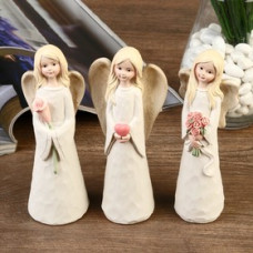 Сувенир "Ангел-девушка в белом платье с цветами/сердцем" МИКС 15,5х7х4,5 см