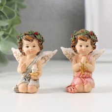 Сувенир "Ангел с веночком со свечой/крестиком" МИКС 6х4,8х3,4 см
