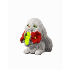 Фигурка гипс «Кролик с букетом», 7 см, серый