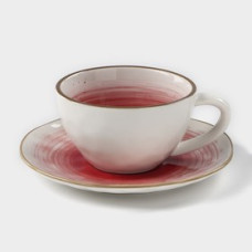 Чайная пара «Нептун», чашка 250 мл, блюдце d=16 см, цвет красный