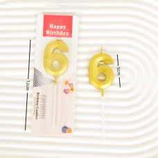 Свеча в торт "Грани" (золото, металлик, на шпажке)