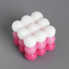 Свеча фигурная ароматическая "Бабл куб", 6 см, бело-красная, ягоды