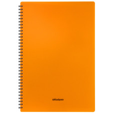 Тетрадь 60л. А4 клетка на гребне OfficeSpace "Neon", пластиковая обложка, оранжевая